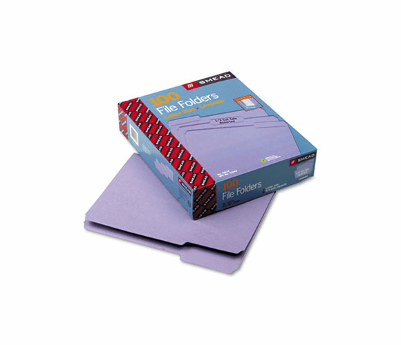 SMD12443 File Folders, 1/3 Cut Top Tab, Letter, Lavender, 100/Box By SMEAD MANUFACTURING CO.