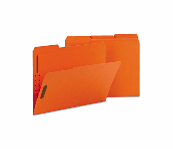 SMD12540 Folders, Two Fasteners, 1/3 Cut Assorted Top Tabs, Letter, Orange, 50/Box By SMEAD MANUFACTURING CO.