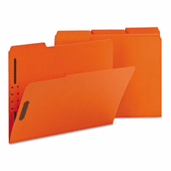 SMD12540 Folders, Two Fasteners, 1/3 Cut Assorted Top Tabs, Letter, Orange, 50/Box By SMEAD MANUFACTURING CO.