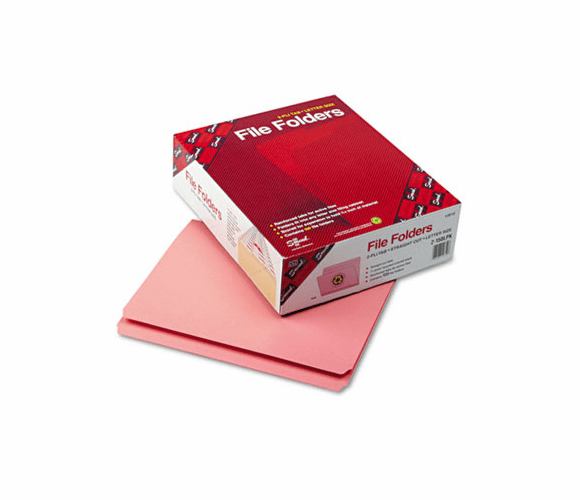 SMD12610 File Folders, Straight Cut, Reinforced Top Tab, Letter, Pink, 100/Box By SMEAD MANUFACTURING CO.