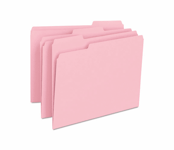 SMD12643 File Folders, 1/3 Cut Top Tab, Letter, Pink, 100/Box By SMEAD MANUFACTURING CO.