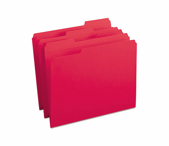 SMD12734 File Folders, 1/3 Cut, Reinforced Top Tab, Letter, Red, 100/Box By SMEAD MANUFACTURING CO.