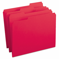 SMD12734 File Folders, 1/3 Cut, Reinforced Top Tab, Letter, Red, 100/Box By SMEAD MANUFACTURING CO.