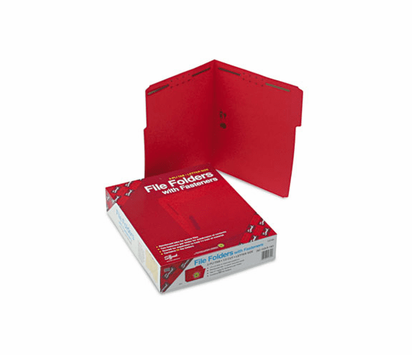 SMD12740 Folders, Two Fasteners, 1/3 Cut Assorted, Top Tab, Letter, Red, 50/Box By SMEAD MANUFACTURING CO.