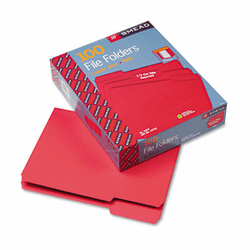 SMD12743 File Folders, 1/3 Cut Top Tab, Letter, Red, 100/Box By SMEAD MANUFACTURING CO.