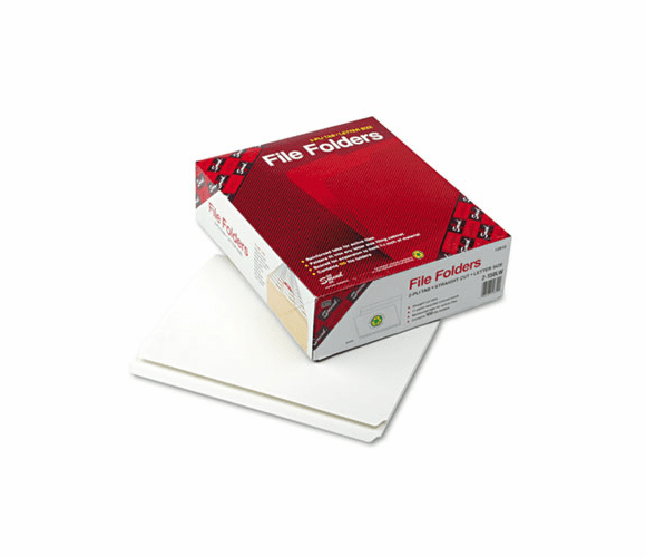 SMD12810 File Folders, Straight Cut, Reinforced Top Tab, Letter, White, 100/Box By SMEAD MANUFACTURING CO.