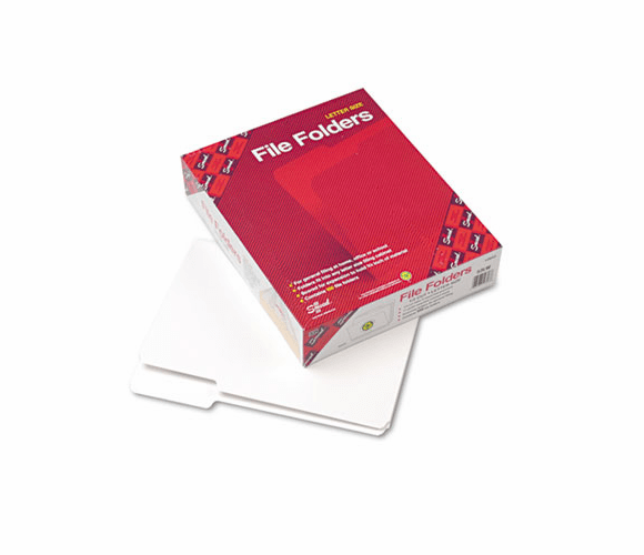 SMD12843 File Folders, 1/3 Cut Top Tab, Letter, White, 100/Box By SMEAD MANUFACTURING CO.