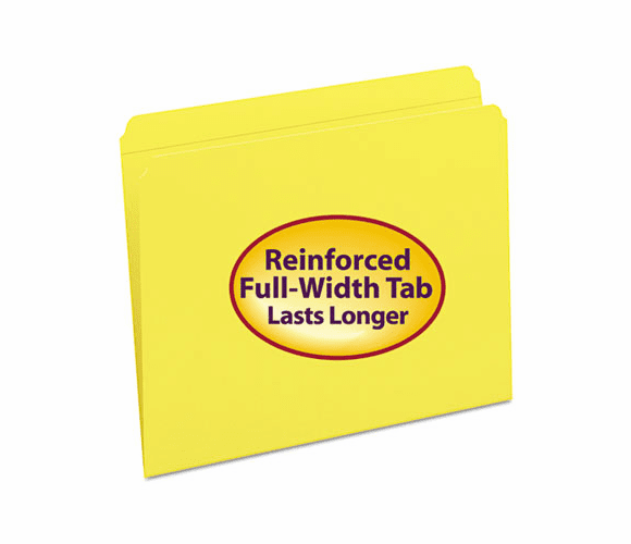 SMD12910 File Folders, Straight Cut, Reinforced Top Tab, Letter, Yellow, 100/Box By SMEAD MANUFACTURING CO.