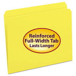SMD12910 File Folders, Straight Cut, Reinforced Top Tab, Letter, Yellow, 100/Box By SMEAD MANUFACTURING CO.