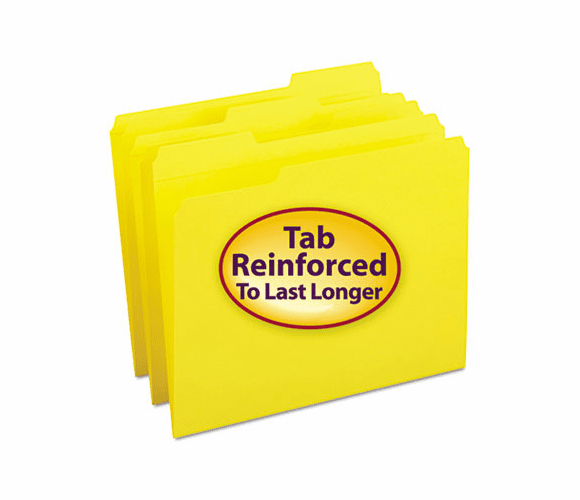 SMD12934 File Folders, 1/3 Cut, Reinforced Top Tab, Letter, Yellow, 100/Box By SMEAD MANUFACTURING CO.