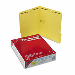 SMD12940 Folders, Two Fasteners, 1/3 Cut Assorted Top Tab, Letter, Yellow, 50/Box By SMEAD MANUFACTURING CO.