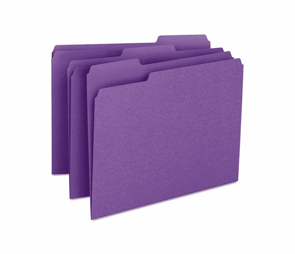 SMD13043 File Folders, 1/3 Cut Top Tab, Letter, Purple, 100/Box By SMEAD MANUFACTURING CO.