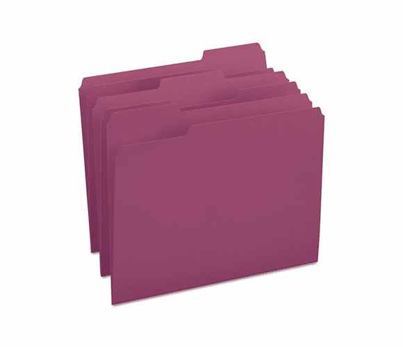 SMD13093 File Folders, 1/3 Cut Top Tab, Letter, Maroon, 100/Box By SMEAD MANUFACTURING CO.