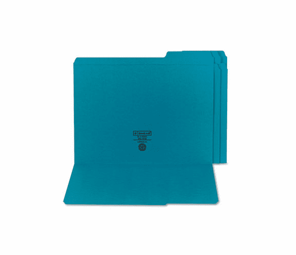 SMD13134 File Folders, 1/3 Cut, Reinforced Top Tab, Letter, Teal, 100/Box By SMEAD MANUFACTURING CO.