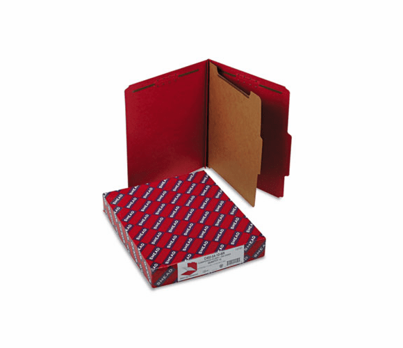 SMD13731 Pressboard Classification Folders, Letter, Four-Section, Bright Red, 10/Box By SMEAD MANUFACTURING CO.