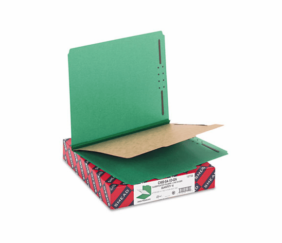SMD13733 Pressboard Classification Folders, Letter, Four-Section, Green, 10/Box By SMEAD MANUFACTURING CO.