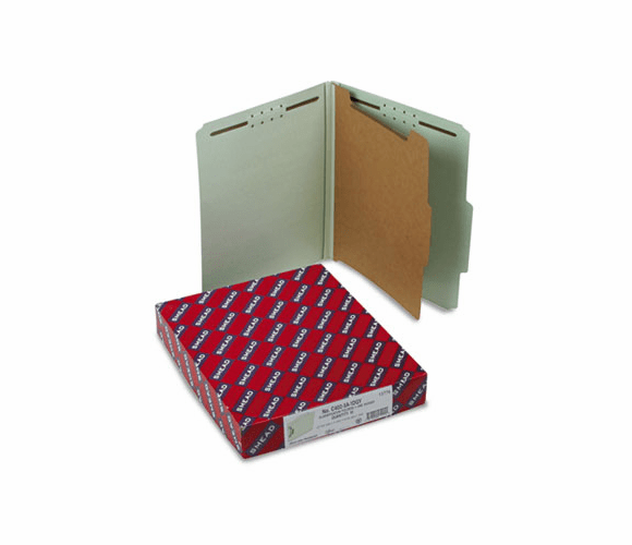 SMD13776 Pressboard Classification Folders, Letter, Four-Section, Gray-Green, 10/Box By SMEAD MANUFACTURING CO.