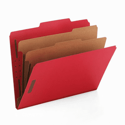 SMD14031 Pressboard Classification Folders, Letter, Six-Section, Bright Red, 10/Box By SMEAD MANUFACTURING CO.