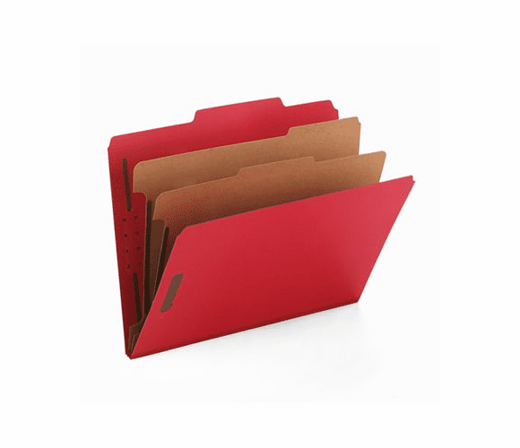 SMD14031 Pressboard Classification Folders, Letter, Six-Section, Bright Red, 10/Box By SMEAD MANUFACTURING CO.
