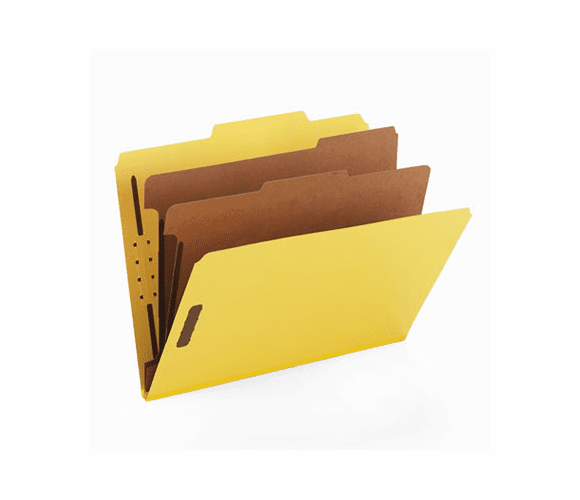 SMD14034 Pressboard Classification Folders, Letter, Six-Section, Yellow, 10/Box By SMEAD MANUFACTURING CO.