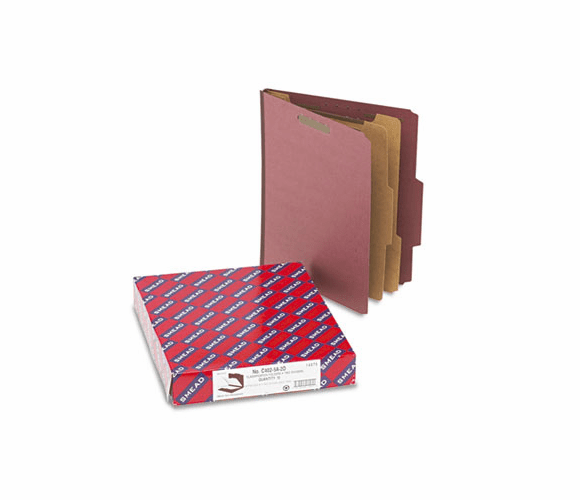 SMD14075 Pressboard Classification Folders, Self Tab, Letter, Six-Section, Red, 10/Box By SMEAD MANUFACTURING CO.