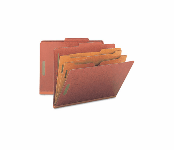 SMD14079 Pressboard Folders with Two Pocket Dividers, Letter, Six-Section, Red, 10/Box By SMEAD MANUFACTURING CO.