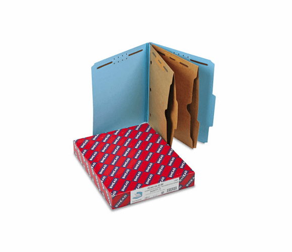 SMD14081 Pressboard Folders with Two Pocket Dividers, Letter, Six-Section, Blue, 10/Box By SMEAD MANUFACTURING CO.