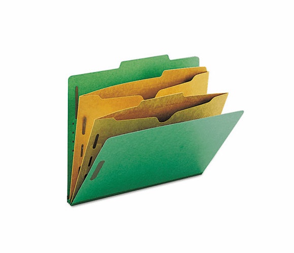 SMD14083 Pressboard Folders with Two Pocket Dividers, Letter, Six-Section, Green, 10/Box By SMEAD MANUFACTURING CO.