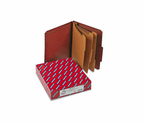 SMD14092 Pressboard Classification Folders, Self Tab, Letter, Eight-Section, Red, 10/Box By SMEAD MANUFACTURING CO.