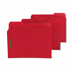 SMD14936 Colored Pressboard Fastener Folders, Letter, 1/3 Cut, Bright Red, 25/Box By SMEAD MANUFACTURING CO.