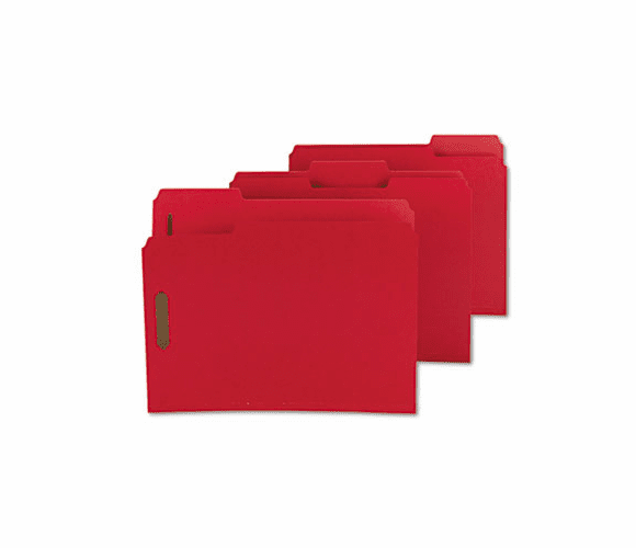 SMD14936 Colored Pressboard Fastener Folders, Letter, 1/3 Cut, Bright Red, 25/Box By SMEAD MANUFACTURING CO.