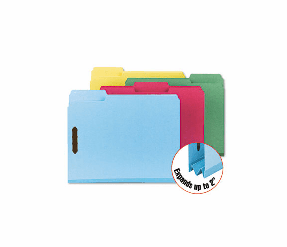 SMD14937 Colored Pressboard Fastener Folders, Letter, 1/3 Cut, Blue, 25/Box By SMEAD MANUFACTURING CO.