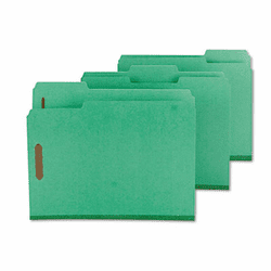 SMD14938 Colored Pressboard Fastener Folders, Letter, 1/3 Cut, Green, 25/Box By SMEAD MANUFACTURING CO.