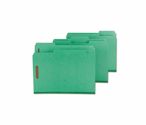 SMD14938 Colored Pressboard Fastener Folders, Letter, 1/3 Cut, Green, 25/Box By SMEAD MANUFACTURING CO.