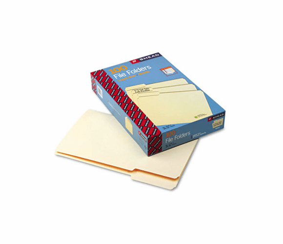 SMD15331 File Folders, 1/3 Cut First Position, One-Ply Top Tab, Legal, Manila, 100/Box By SMEAD MANUFACTURING CO.