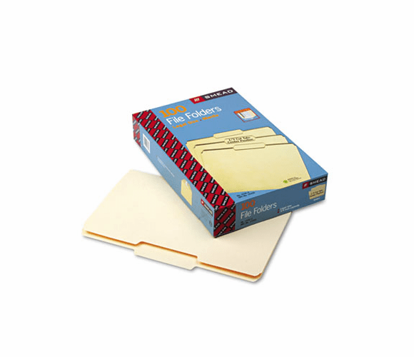 SMD15332 File Folders, 1/3 Cut Second Position, One-Ply Top Tab, Legal, Manila, 100/Box By SMEAD MANUFACTURING CO.