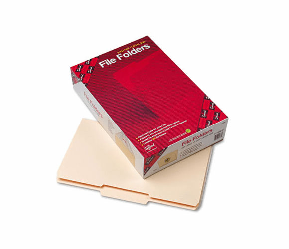 SMD15336 File Folder, 1/3 Cut Second Position, Reinforced Top Tab, Legal, Manila, 100/Box By SMEAD MANUFACTURING CO.