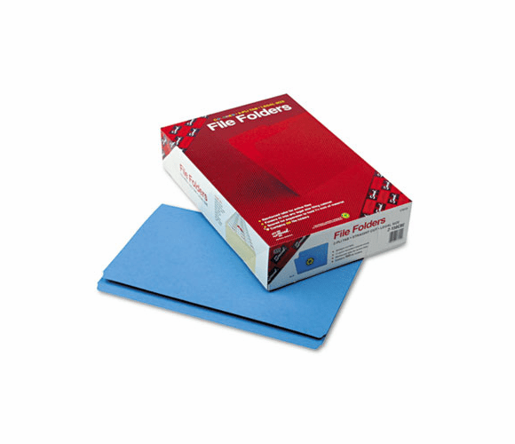 SMD17010 File Folders, Straight Cut, Reinforced Top Tab, Legal, Blue, 100/Box By SMEAD MANUFACTURING CO.