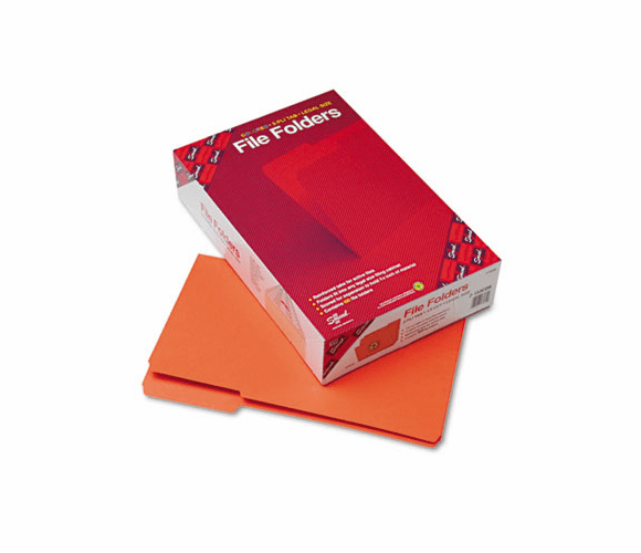 SMD17534 File Folders, 1/3 Cut, Reinforced Top Tab, Legal, Orange, 100/Box By SMEAD MANUFACTURING CO.