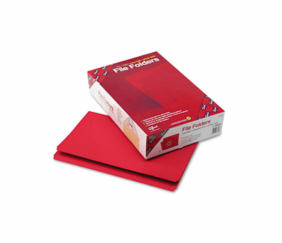 SMD17710 File Folders, Straight Cut, Reinforced Top Tab, Legal, Red, 100/Box By SMEAD MANUFACTURING CO.