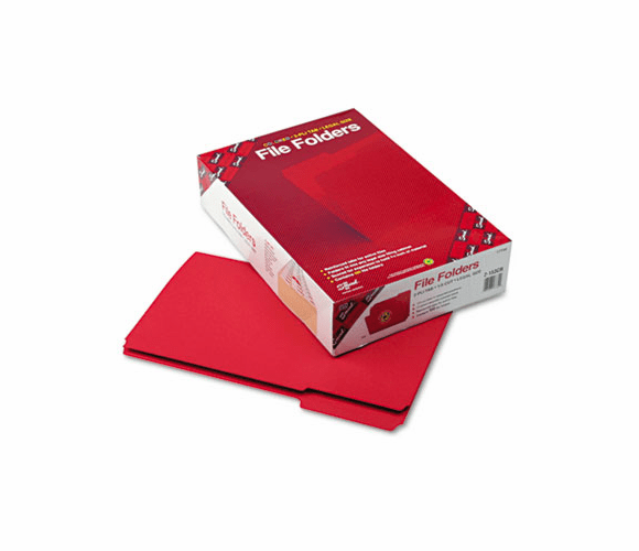 SMD17734 File Folders, 1/3 Cut, Reinforced Top tab, Legal, Red, 100/Box By SMEAD MANUFACTURING CO.