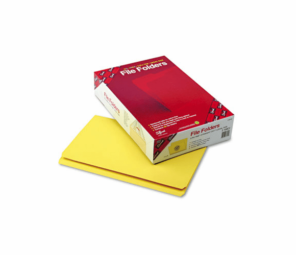 SMD17910 File Folders, Straight Cut, Reinforced Top Tab, Legal, Yellow, 100/Box By SMEAD MANUFACTURING CO.