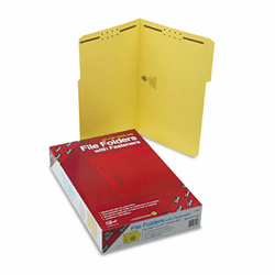 SMD17940 Folders, Two Fasteners, 1/3 Cut Assorted, Top Tab, Legal, Yellow, 50/Box By SMEAD MANUFACTURING CO.