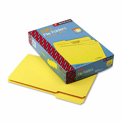 SMD17943 File Folders, 1/3 Cut Top Tab, Legal, Yellow, 100/Box By SMEAD MANUFACTURING CO.