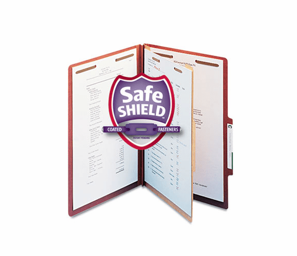 SMD18775 Pressboard Classification Folders, Self Tab, Legal, Four-Section, Red, 10/Box By SMEAD MANUFACTURING CO.