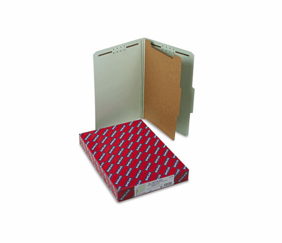 SMD18776 Pressboard Classification Folders, Legal, Four-Section, Gray-Green, 10/Box By SMEAD MANUFACTURING CO.