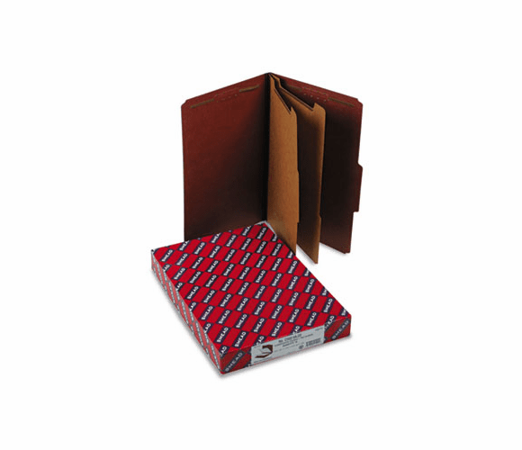 SMD19075 Pressboard Classification Folders wSelf Tab, Legal, Six-Section, Red, 10/Box By SMEAD MANUFACTURING CO.