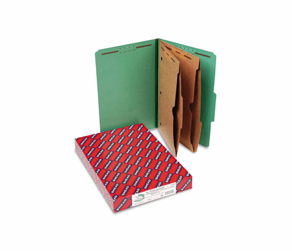 SMD19083 Pressboard Folders with Two Pocket Dividers, Legal, Six-Section, Green, 10/Box By SMEAD MANUFACTURING CO.