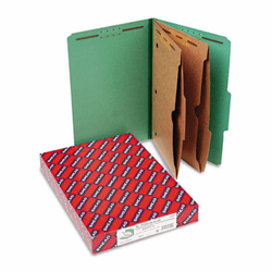 SMD19083 Pressboard Folders with Two Pocket Dividers, Legal, Six-Section, Green, 10/Box By SMEAD MANUFACTURING CO.
