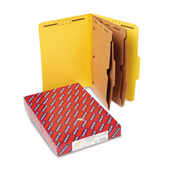 SMD19084 Pressboard Folders with Two Pocket Dividers, Legal, Six-Section, Yellow, 10/Box By SMEAD MANUFACTURING CO.